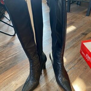 Bellini Black Over the Knee Boots with Pointed Toe and High Heel